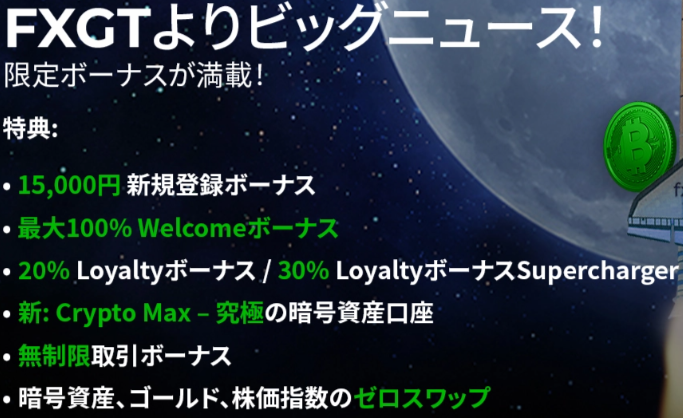 FXGTの新規登録ボーナスと入金不要の15000円口座開設ボーナス